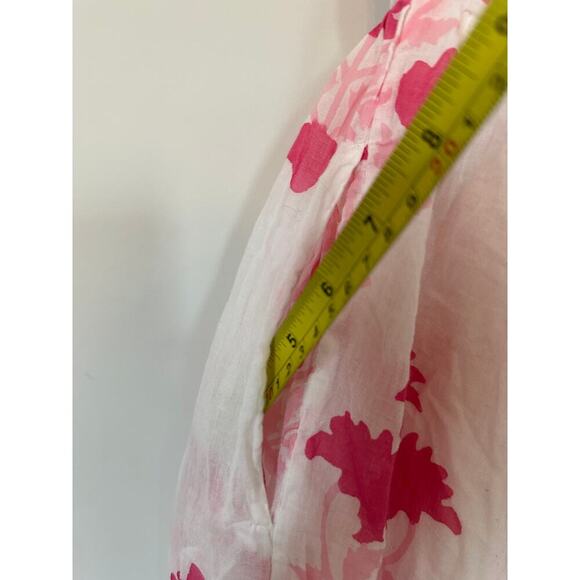 Oliphant Jaipur Medium Pink Floral Halter Smocked Midi Dress Cotton Boho Vacay - Picture 10 of 13